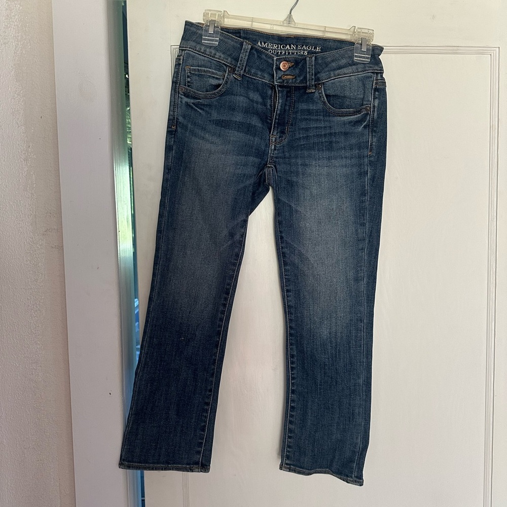 American Eagle Dark Wash Super Super Stretch Artist Crop Denim